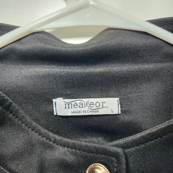 Black Chic Military-inspired blazer, jacket,  lightweight, mix blend material, l - Picture 4 of 13